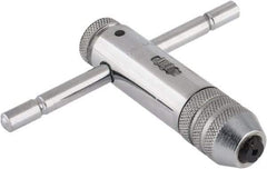 Interstate - 5/32 to 1/4" Tap Capacity, T Handle Tap Wrench - 3-3/8" Overall Length, Ratcheting - Americas Tooling