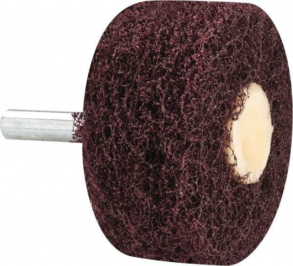 Merit Abrasives - 2" Diam, Medium Mounted Scrubber Buffing Wheel - 3 Ply, Medium Grade, 1/4" Shank Diam, 12,000 RPM - Americas Tooling