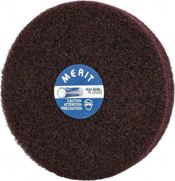 Merit Abrasives - 5" Diam, Medium Mounted Scrubber Buffing Wheel - 3 Ply, Medium Grade, 1/4" Shank Diam, 4,000 RPM - Americas Tooling