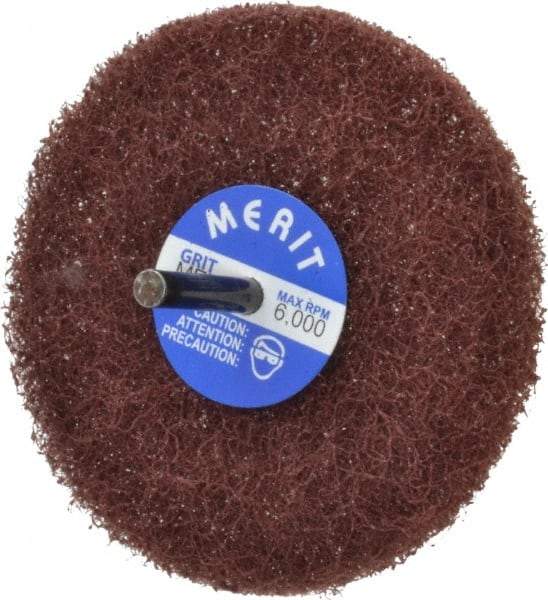 Merit Abrasives - 4" Diam, Medium Mounted Scrubber Buffing Wheel - 1 Ply, Medium Grade, 1/4" Shank Diam, 6,000 RPM - Americas Tooling