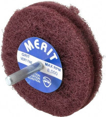 Merit Abrasives - 3" Diam, Medium Mounted Scrubber Buffing Wheel - 2 Ply, Very Fine Grade, 1/4" Shank Diam, 8,000 RPM - Americas Tooling