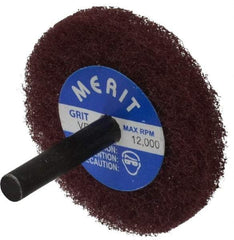 Merit Abrasives - 2" Diam, Medium Mounted Scrubber Buffing Wheel - 1 Ply, Very Fine Grade, 1/4" Shank Diam, 12,000 RPM - Americas Tooling