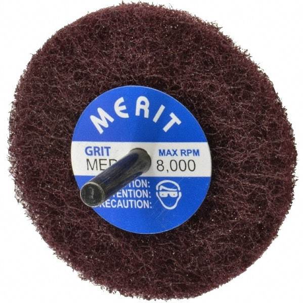 Merit Abrasives - 3" Diam, Medium Mounted Scrubber Buffing Wheel - 1 Ply, Medium Grade, 1/4" Shank Diam, 8,000 RPM - Americas Tooling