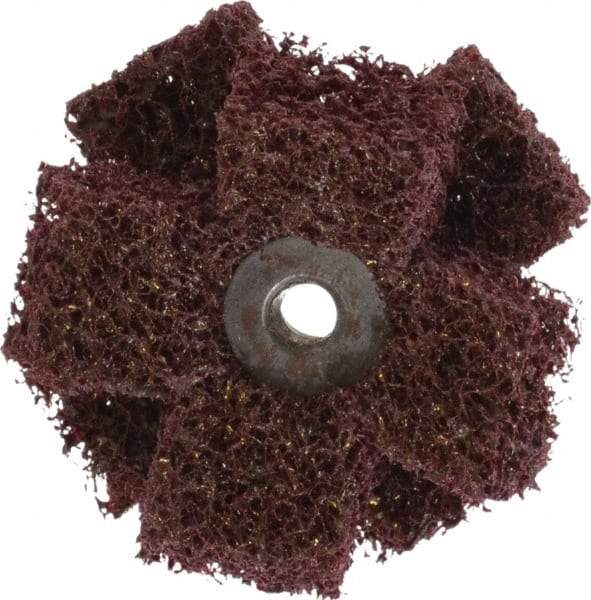 Merit Abrasives - 2" Diam Medium Density Cross Buff - 2 Plys, 1/4-20 Thread, Medium Grade, 12,000 Max RPM - Americas Tooling