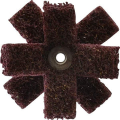 Merit Abrasives - 3" Diam Medium Density Cross Buff - 2 Plys, 1/4-20 Thread, Medium Grade, 8,000 Max RPM - Americas Tooling