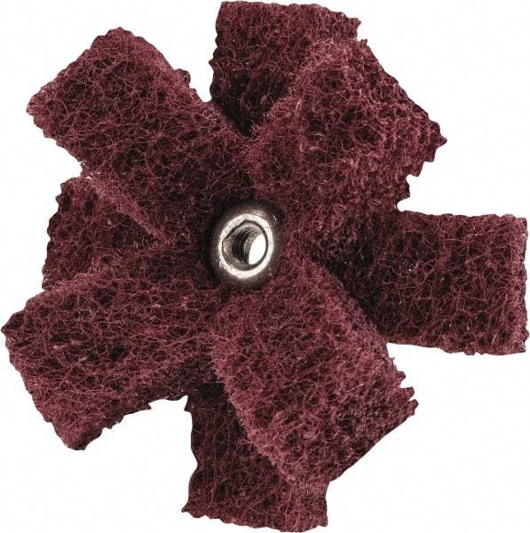 Merit Abrasives - 2" Diam Medium Density Cross Buff - 2 Plys, 8-32 Thread, Very Fine Grade, 12,000 Max RPM - Americas Tooling