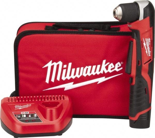 Milwaukee Tool - 12 Volt 3/8" Chuck Right Angle Handle Cordless Drill - 0-800 RPM, Keyless Chuck, Reversible, 1 Lithium-Ion Battery Included - Americas Tooling