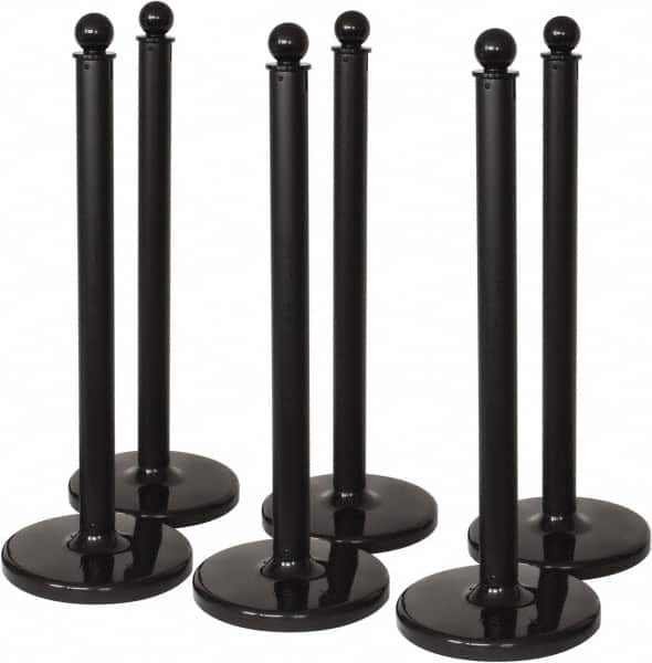 PRO-SAFE - 40" High, 2-1/2" Pole Diam, Warning Post - 14" Base Diam, Black Plastic Post - Americas Tooling