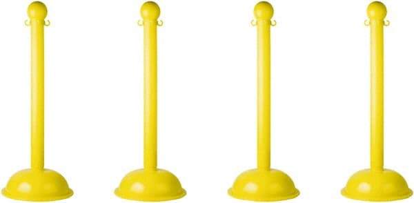 PRO-SAFE - 41" High, 3" Pole Diam, Warning Post - 16" Base Diam, Yellow Plastic Post - Americas Tooling