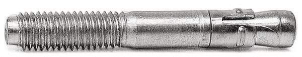 Wej-It - 3/8" Diam, 3-3/4" OAL, Grade 1018, Wedge Expansion Concrete Anchor - Steel, Galvanized, 1-3/4" Min Embedment, 2-1/2" Thread Length, Hex Nut Head, Hex Drive, 3/8" Drill - Americas Tooling