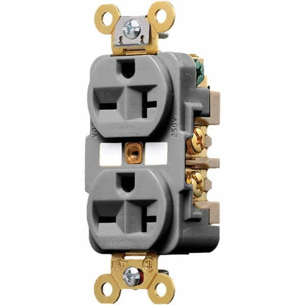 Hubbell Wiring Device-Kellems - 250V 20A NEMA 6-20R Industrial Grade Gray Straight Blade Duplex Receptacle - Americas Tooling