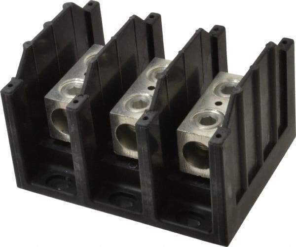 Cooper Bussmann - 3 Poles, 310 Amp, 350 kcmil-6 AWG (Cu/Al) Primary, 350 kcmil-6 AWG (Cu/Al) Secondary, Thermoplastic Power Distribution Block - 600 VAC/VDC, 1 Primary Connection, 5.2 Inch Long x 3.32 Inch Deep x 4 Inch High - Americas Tooling