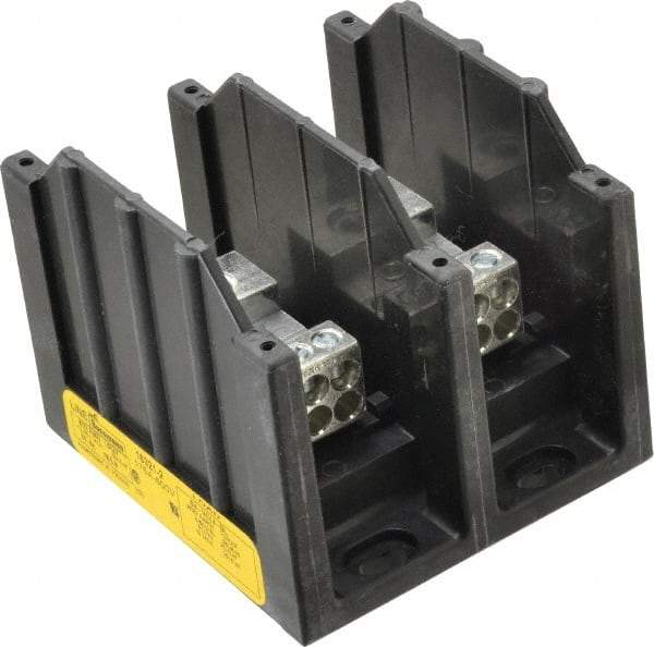 Cooper Bussmann - 2 Poles, 175 Amp, 8-2/0 AWG (Al), 14-2/0 AWG (Cu) Primary, 4-14 AWG (Cu), 4-8 AWG (Al) Secondary, Thermoplastic Power Distribution Block - 600 VAC/VDC, 1 Primary Connection, 3.58 Inch Long x 3.32 Inch Deep x 4 Inch High - Americas Tooling