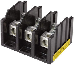 Cooper Bussmann - 3 Poles, 310 Amp, 350 kcmil-6 AWG (Cu/Al) Primary, 4-12 AWG (Al), 4-14 AWG (Cu) Secondary, Thermoplastic Power Distribution Block - 600 VAC/VDC, 1 Primary Connection, 5.2 Inch Long x 3.32 Inch Deep x 4 Inch High - Americas Tooling