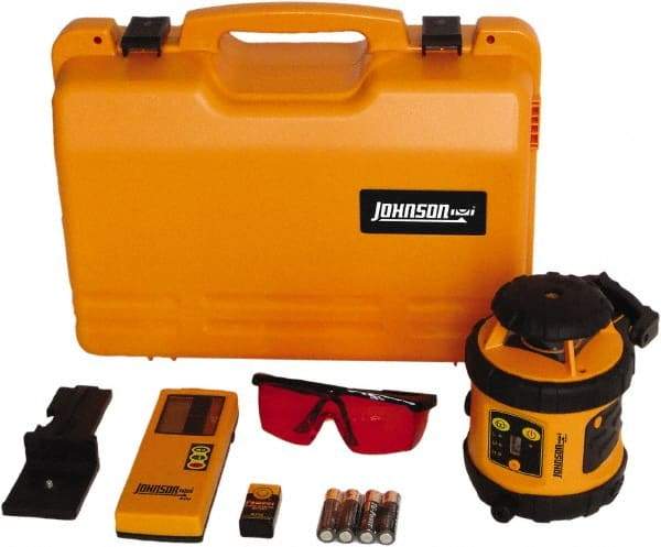 Johnson Level & Tool - 800' (Exterior) Measuring Range, 1/8" at 50' Accuracy, Self-Leveling Rotary Laser - ±3° Self Leveling Range, 200, 400 & 600 RPM, 2 Beams, AA Battery Included - Americas Tooling