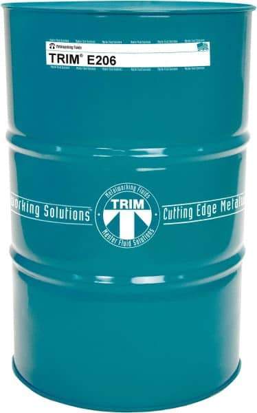 Master Fluid Solutions - TRIM E206, 54 Gal Drum Cutting & Grinding Fluid - Water Soluble, For Gear Hobbing, Heavy-Duty Broaching, High Speed Turning - Americas Tooling