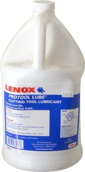 Lenox - Protool Lube, 1 Gal Bottle Sawing Fluid - Synthetic, For Cutting, Drilling, Milling, Reaming, Tapping - Americas Tooling