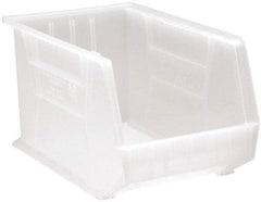 Quantum Storage - 75 Lb. Load Capacity, 18" Deep, Clear Polypropylene Hopper Stacking Bin - 10" High x 11" Wide x 18" Long - Americas Tooling