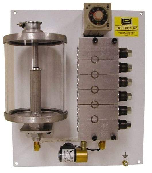 LDI Industries - 75 Cu. Inch Reservoir Capacity, 0.16 cc Output per Cycle, 2 Outlet Panel-Mounted Central Lubrication System Air-Operated Pump - Grease, 1/8-27 Outlet Thread, NPTF - Americas Tooling