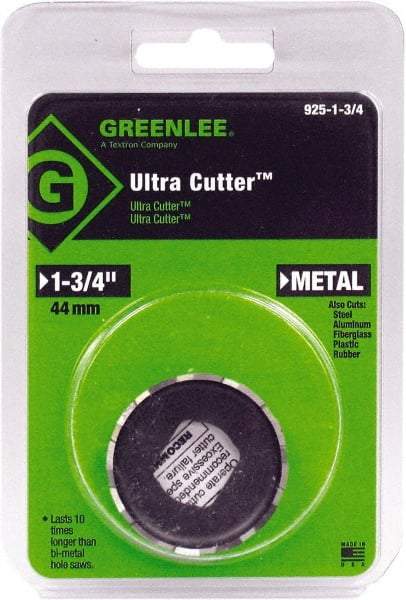 Greenlee - 1-3/4" Diam, 1/2" Cutting Depth, Hole Saw - High Speed Steel Saw, Toothed Edge - Americas Tooling