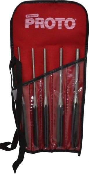 Proto - 5 Piece, 5/32 to 5/16", Pin Punch Set - Round Shank, Comes in Pouch - Americas Tooling