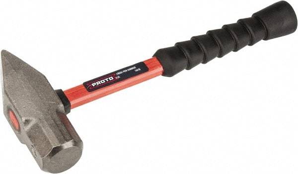 Proto - 4 Lb Head Cross Pein Hammer - 14" Fiberglass Handle, 1-15/16" Face Diam, 13-29/32" OAL - Americas Tooling