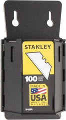 Stanley - 100 Piece Carbon Steel Utility Knife Blade - 2-7/16" OAL, 0.024" Blade Thickness - Americas Tooling