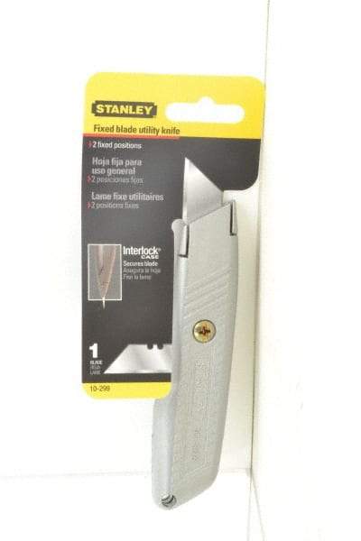 Stanley - Fixed Utility Knife - Aluminum Handle, 1 Blade Included - Americas Tooling