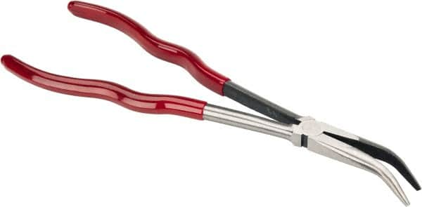 Proto - 11-3/8" OAL, 2-9/16" Jaw Length x 23/32" Jaw Width, Long Nose Bent Nose Pliers - Smooth Jaw, Plastisol Handles - Americas Tooling