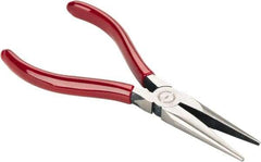 Proto - 6-5/8" OAL, 1-7/8" Jaw Length x 11/16" Jaw Width, Long Nose Chain Nose Pliers - Serrated Jaw, Standard Head, Plastisol Handles - Americas Tooling