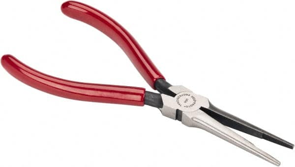 Proto - 6-1/16" OAL, 2-1/8" Jaw Length x 11/16" Jaw Width, Long Nose Needle Nose Pliers - Serrated Jaw, Long Thin Head, Plastisol Handles - Americas Tooling