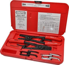 Proto - 18 Piece, Retaining Ring Pliers Set - 9-1/2" OAL - Americas Tooling