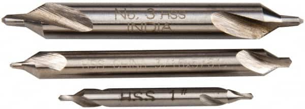 Sherline - 3 Piece, #1 to 3, 1/8 to 1/4" Body Diam, 3/64 to 7/64" Point Diam, Plain Edge, High Speed Steel Combo Drill & Countersink Set - Double End - Americas Tooling