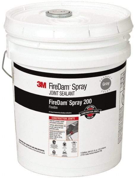 3M - 5 Gal Pail Gray Elastomer Joint Sealant - 110°F Max Operating Temp, 24 hr Full Cure Time, Series Spray 200 - Americas Tooling