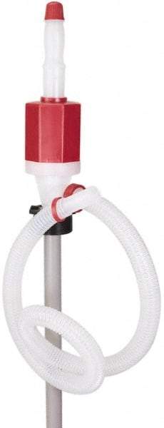 PRO-LUBE - 7 GPM, Polyethylene Hand Operated Siphon Pump - 45-1/2" OAL, For 55 Gal Drums, Antifreeze, Detergents, Water Based Fluids, Mild Acids, Soaps, Waxes & etc - Americas Tooling