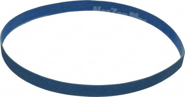 Norton - 1/2" Wide x 18" OAL, 120 Grit, Zirconia Alumina Abrasive Belt - Zirconia Alumina, Fine, Coated, X Weighted Cloth Backing, Series R823 - Americas Tooling