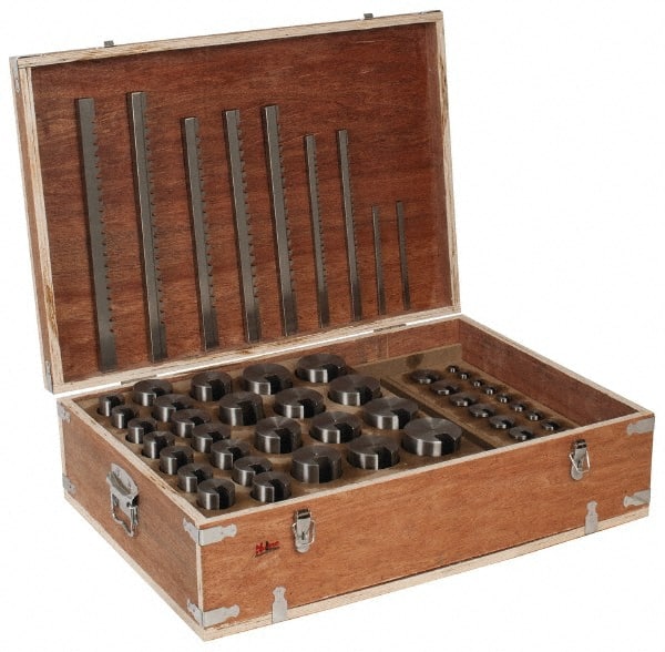 Value Collection - 75 Piece, 1/8 to 3/4" Keyway Width, Style B, C, D & E Keyway Broach Set - Americas Tooling