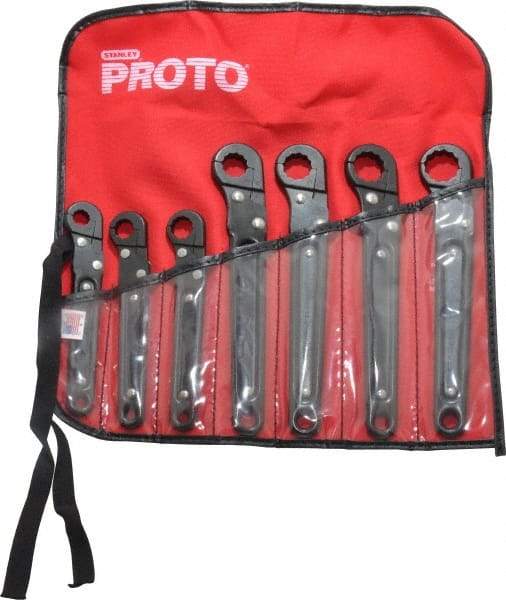 Proto - 7 Piece, 3/8" to 3/4", 12 Point Flare Nut Wrench Set - Inch Measurement Standard, Black Oxide Finish, Comes in Nylon Roll - Americas Tooling