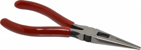 Proto - 6-5/8" OAL, 1-7/8" Jaw Length x 11/16" Jaw Width, Long Nose Side Cutting Chain Nose Pliers - Serrated Jaw, Standard Head, Plastisol Handles - Americas Tooling