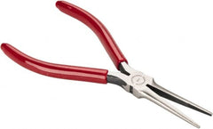 Proto - 6-5/32" OAL, 2-5/32" Jaw Length x 1/2" Jaw Width, Long Nose Needle Nose Pliers - Serrated Jaw, Long Extra Thin Head, Plastisol Handles - Americas Tooling