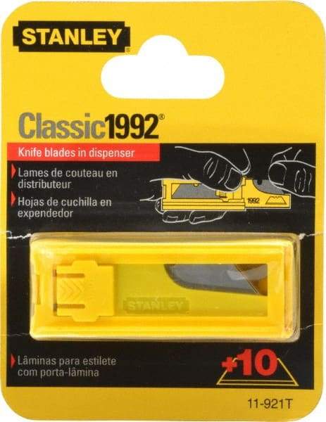 Stanley - 10 Piece Carbon Steel Utility Knife Blade - 2-7/16" OAL, 0.024" Blade Thickness - Americas Tooling