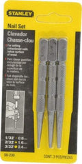 Stanley - 3 Piece, 1/32 to 3/32", Nail Punch Set - Round Shank, Comes in Carded - Americas Tooling