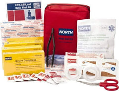 North - 61 Piece, 5 Person, Multipurpose/Auto/Travel First Aid Kit - 5" Wide x 2-1/2" Deep x 5-1/2" High, Nylon Bag - Americas Tooling