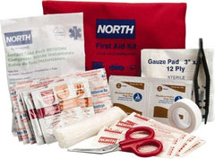 North - 39 Piece, 10 Person, Multipurpose/Auto/Travel First Aid Kit - 4-1/2" Wide x 1-1/2" Deep x 7" High, Nylon Bag - Americas Tooling