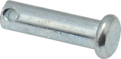 Made in USA - 1/4" Pin Diam, 7/8" OAL, Standard Clevis Pin - 3/32" Hole, 25/32" Usable Length, Zinc-Plated Steel - Americas Tooling