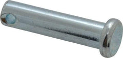 Made in USA - 1/4" Pin Diam, 1" OAL, Standard Clevis Pin - 3/32" Hole, 29/32" Usable Length, Zinc-Plated Steel - Americas Tooling