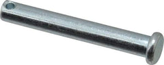 Made in USA - 1/4" Pin Diam, 1-3/4" OAL, Standard Clevis Pin - 3/32" Hole, 1-21/32" Usable Length, Zinc-Plated Steel - Americas Tooling