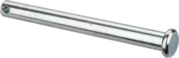 Made in USA - 1/4" Pin Diam, 2-1/2" OAL, Standard Clevis Pin - 3/32" Hole, 2-13/32" Usable Length, Zinc-Plated Steel - Americas Tooling