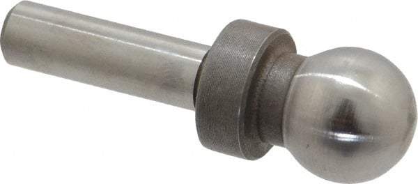 Jergens - 1/2" Ball Diam, 1/4" Shank Diam, Steel Inspection Tooling Ball - Slip-Fit Shank, 1-3/8" Ball Center to Shank Bottom, 1/2" Ball Center to Shoulder Bottom, with Shoulder - Americas Tooling