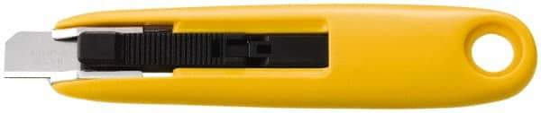 Olfa - Retractable Utility Knife - 1-15/16" Blade, Yellow & Silver Plastic Handle, 1 Blade Included - Americas Tooling